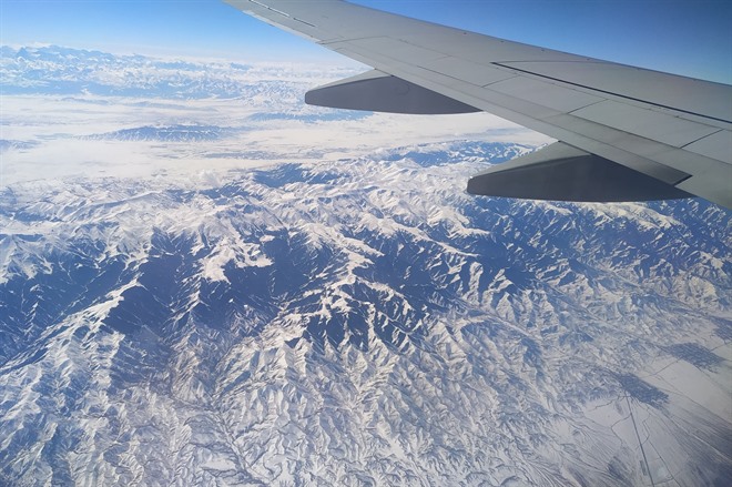Almaty Mountains from the plane
